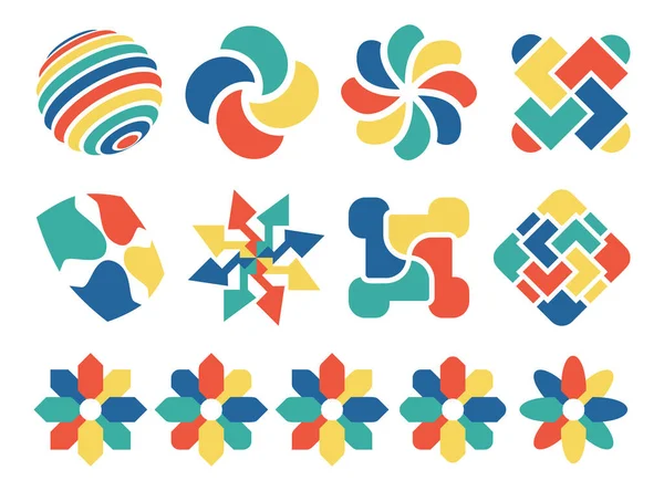 Insamling av abstrakta logotyper. Illustration för vektortryck Royaltyfria Stockvektorer