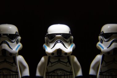 Lego star wars stormtrooper on isolated black background