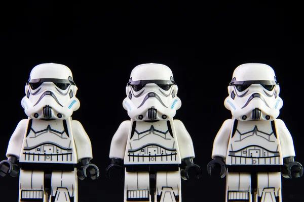 Lego star wars stormtrooper on isolated black background — Stockfoto
