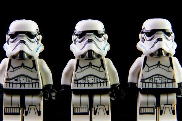 Lego star wars stormtrooper on isolated black background — Stockfoto