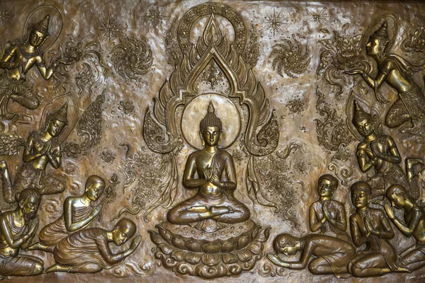 Copperplate gravyr Buddha — Stockfoto