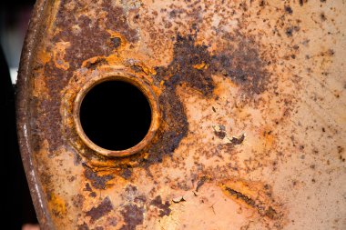 eski paslı metal bir yüzeye dokusuna.