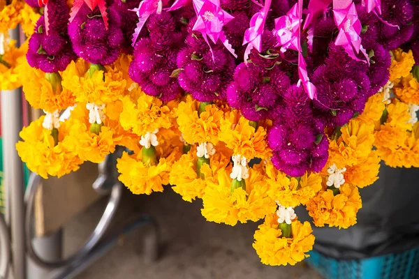 Traditional east asian Buddhist offering made with Marigold flow Stock Picture