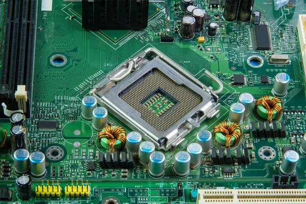 Imagen de la placa base sin un primer plano del procesador de PC —  Fotos de Stock