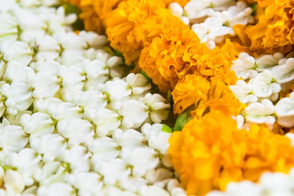 Jasmine Garland Marigold Market Thailand — Stock Photo, Image