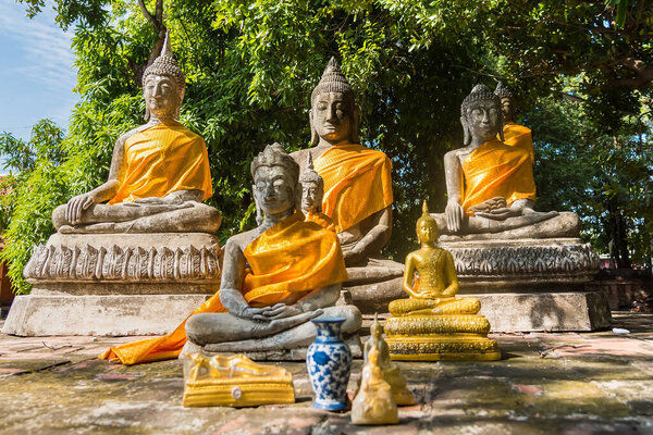 Ayutthaya, Thailand - December, 04, 2020 : Buddha ancient at Yai Chai Mong Kol temple,Ayutthaya, Thailand