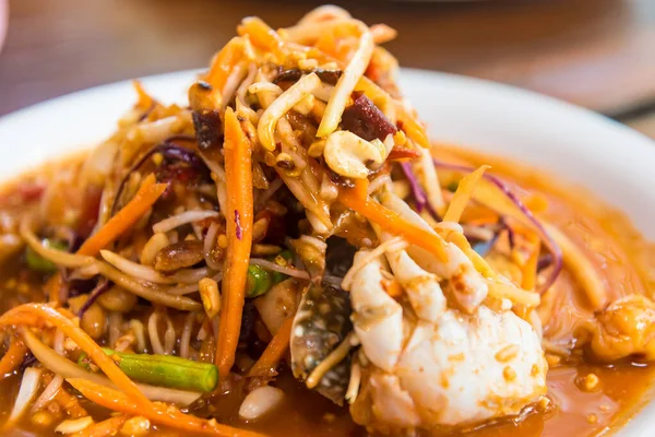 Salad Pepaya Kepiting Pedas Sea Crab Somtum Salad Makanan Thailand — Stok Foto
