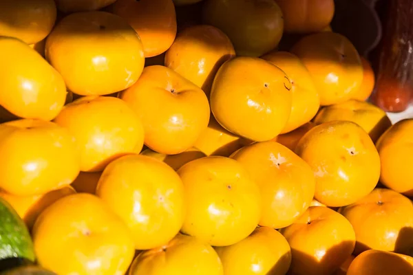 Fruta Laranja Empilhada Mercadotailandês — Fotografia de Stock