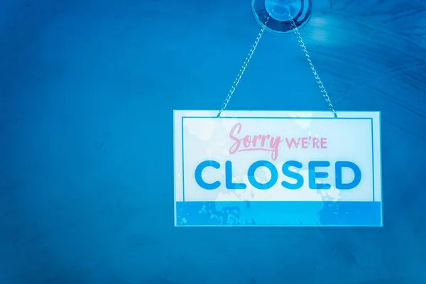 Sorry Closed Sign Board Hanging Door Cafe Business Sign Says — Stock Photo, Image