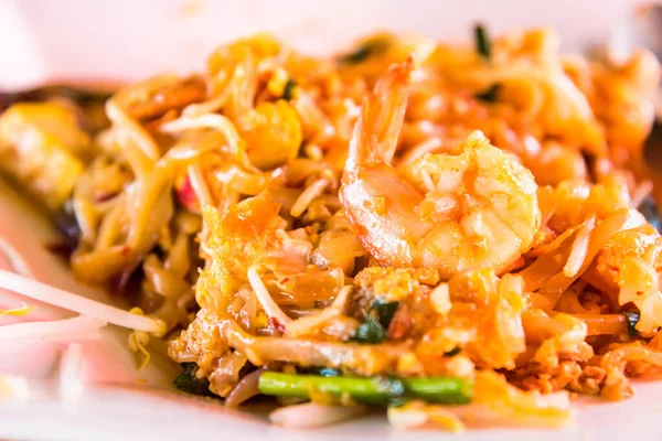 Pad Thai Udang Adalah Mie Makanan Thailand Gaya — Stok Foto