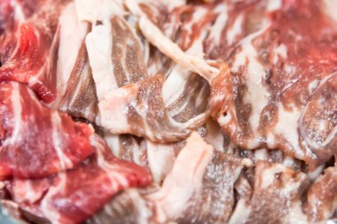 Shabu Shabu için taze kesilmiş biftek.