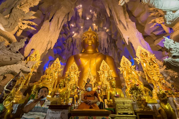 Nakhon Nayok Thailand March 2021 Big Buddha Naga Cave People — Stock Photo, Image