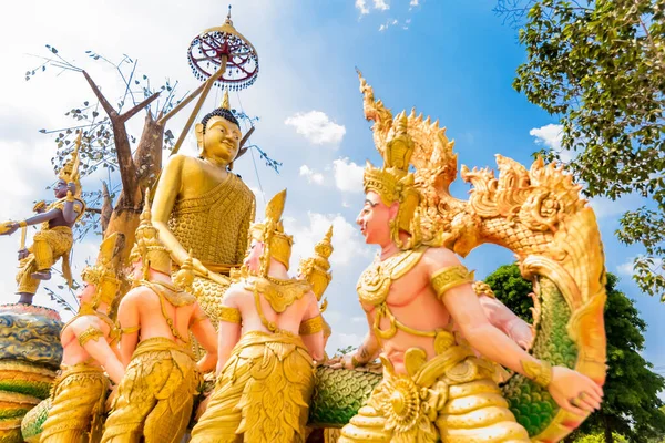 Nakhon Nayok Thailand Maart 2021 Groot Gouden Boeddhabeeld Voor Mensen — Stockfoto