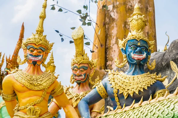 Nakhon Nayok Thailand März 2021 Goldene Statue Von Engel Und — Stockfoto