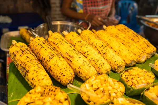 Sweet Corn Butter Grilled Charcoal Stove Market Thailand — ストック写真