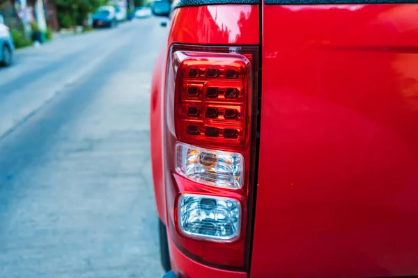 Close Back View Red Tail Lights Red Pick — Foto de Stock