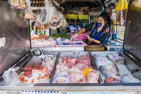 Bangkok Thaïlande Juin 2021 Intérieur Camion Vendant Des Aliments Frais — Photo