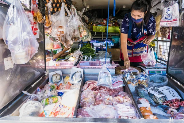 Bangkok Thaïlande Juin 2021 Intérieur Camion Vendant Des Aliments Frais — Photo