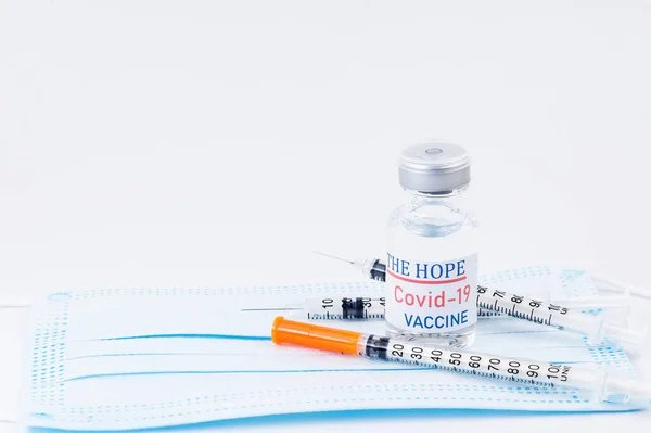 Konzept Der Impfung Und Medizin Infektiös Spritze Mit Injektionsimpfstoff Und — Stockfoto