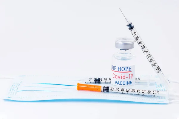 Konzept Der Impfung Und Medizin Infektiös Spritze Mit Injektionsimpfstoff Und — Stockfoto