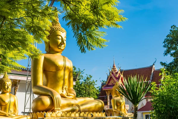 Bangkok Thaïlande Juin 2021 Statue Bouddha Assise Dorée Dans Cadre — Photo