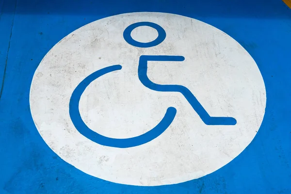 Sign Painted Pavement Mark Disabled Parking Space — Stock Photo, Image