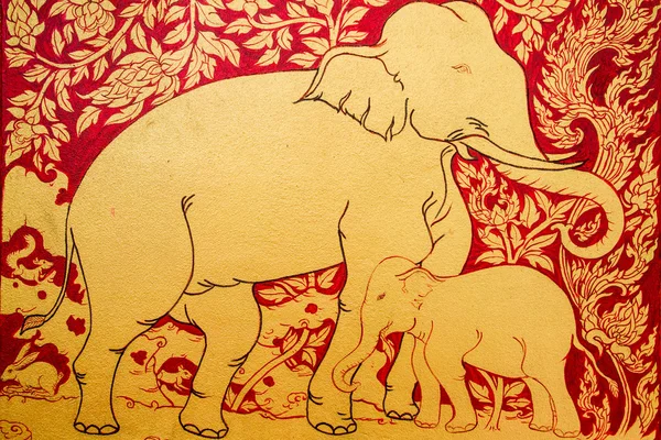 Pintura de elefante dorado — Foto de Stock