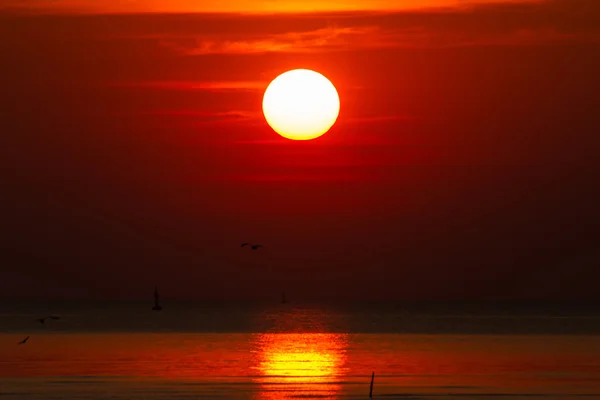 Roter Himmel bei Sonnenuntergang über dem Meer in Thailand — Stockfoto