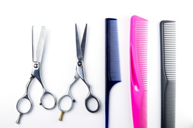 saç kesme makası ve Kuaförler için tarak.