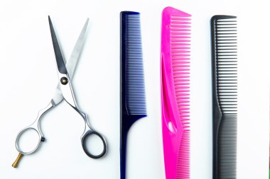 saç kesme makası ve Kuaförler için tarak.