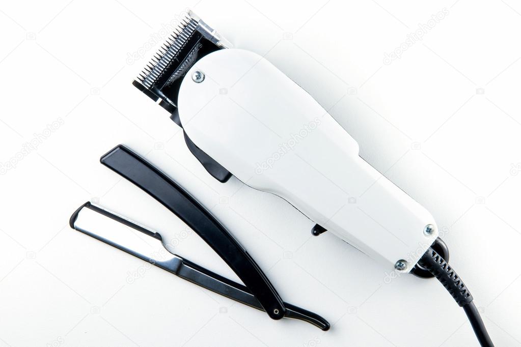 hair clippers and razor blade for hairdressers.