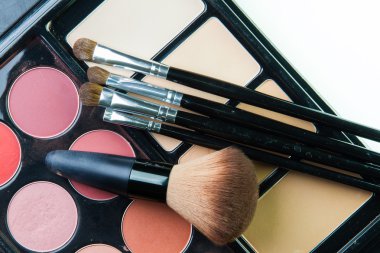 Makyaj fırça ile profesyonel makyaj paleti.