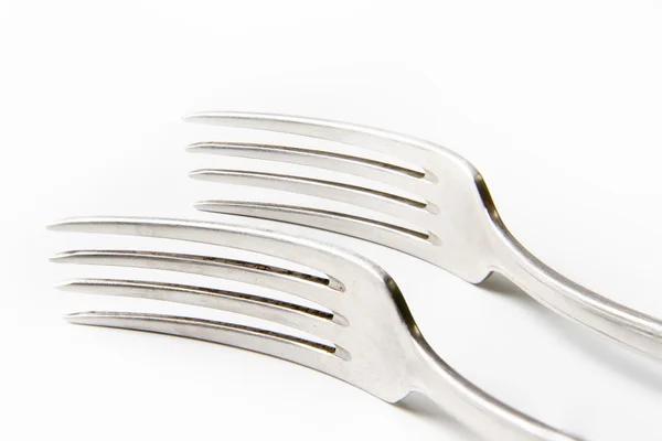 Silver fork on white background. Royalty Free Stock Photos