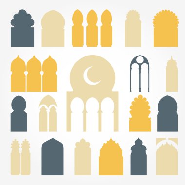 Arabic door and window illustrations clipart