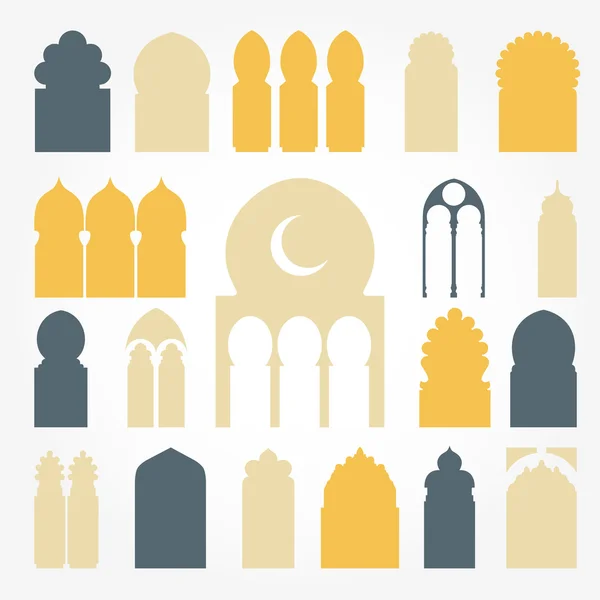 Illustrations de portes et fenêtres arabes — Image vectorielle