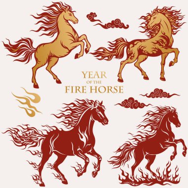 Ateş Atı Yılı 2026. Çin ay burcu sembolü. 