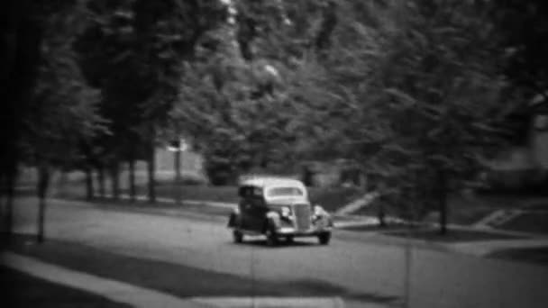 Classic new Plymouth car driving — Stock Video