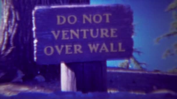 Do not Venture Over Wall warning danger sign — стоковое видео