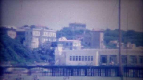 Mansion buildings at mediterranean riviera port — Stock Video