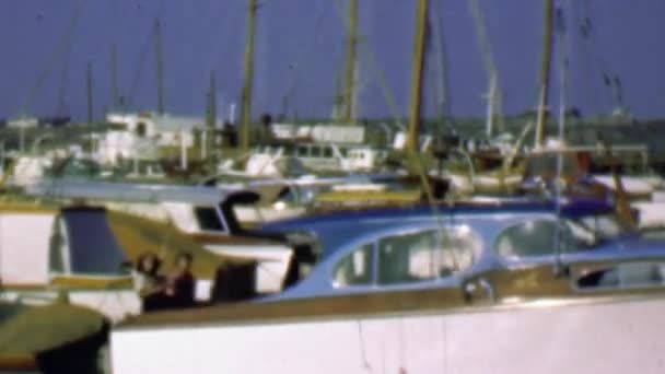 Yacht boats in harbor marina — Stock Video