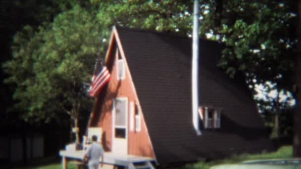 Mountain A-frame construction style house — Stock Video