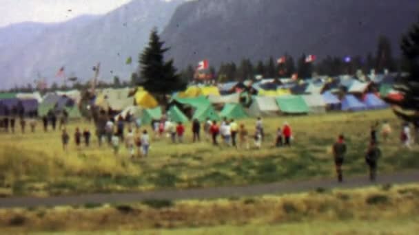 Crowd entering tent festival — Stock Video