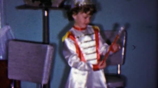 Girl dressed as marching band leader — Stock Video