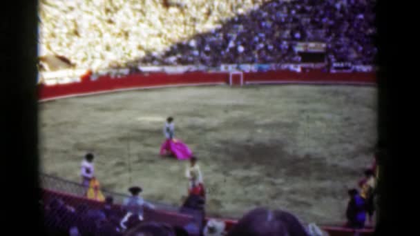 Torero bullfight public stadium arena crowded — Stock Video
