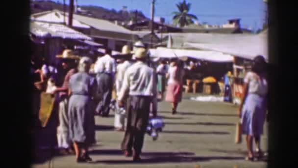Mercado callejero mexicano ocupado — Vídeo de stock