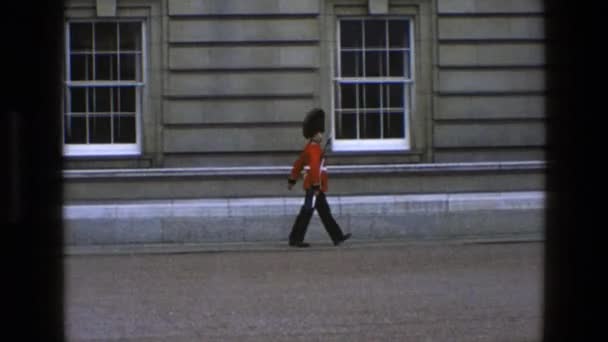İngiliz güvenlik sokakta yürürken — Stok video