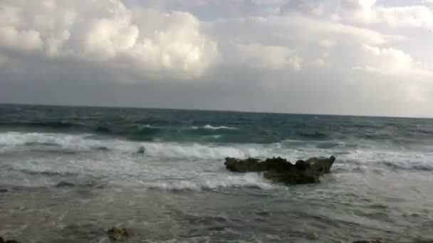 Golven storten neer op de kust — Stockvideo