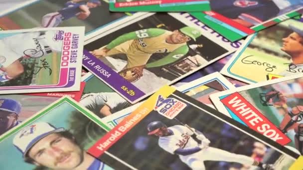 老式棒球卡 — 图库视频影像
