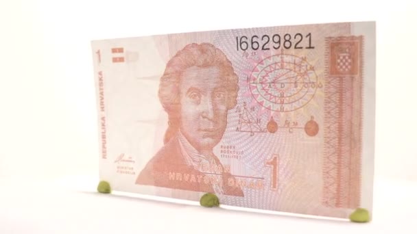 Billete de un dinara de Croacia — Vídeos de Stock