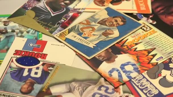 Football cards in vintage style — Stock Video